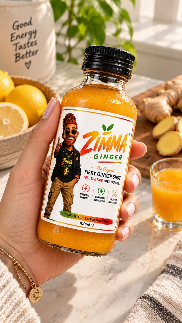 Zimma bottle splashing with ginger and lemon
