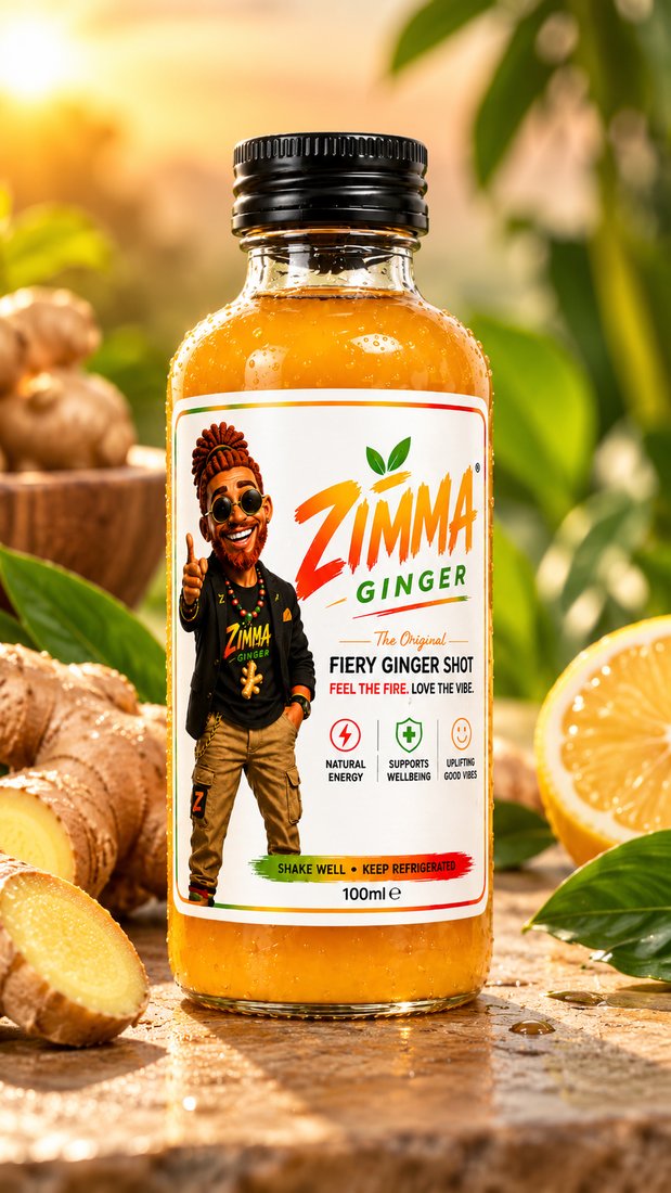 Man holding a Zimma bottle outdoors at sunrise